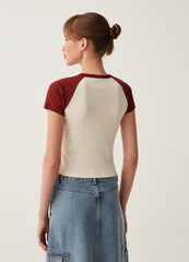 Ribbed T-shirt with raglan sleeves