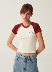 Ribbed T-shirt with raglan sleeves