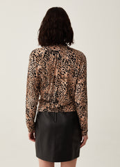 T-shirt with long sleeves and animal print