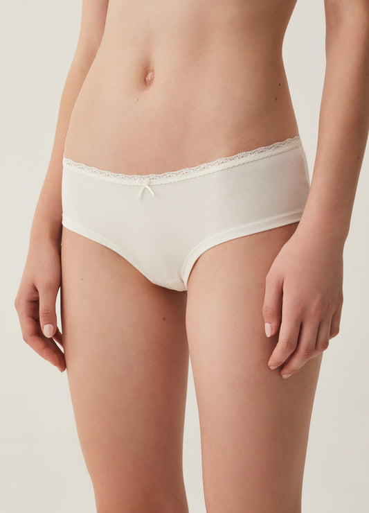 Two-pack French knickers with lace and bow