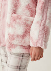 Full-zip short tie-dye dressing gown