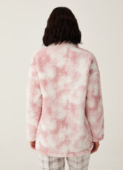 Full-zip short tie-dye dressing gown