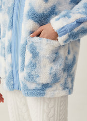 Full-zip short tie-dye dressing gown