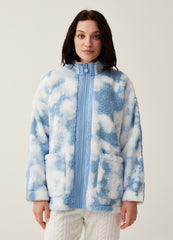 Full-zip short tie-dye dressing gown