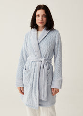 Dressing gown with cable-knit design