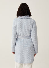 Dressing gown with cable-knit design