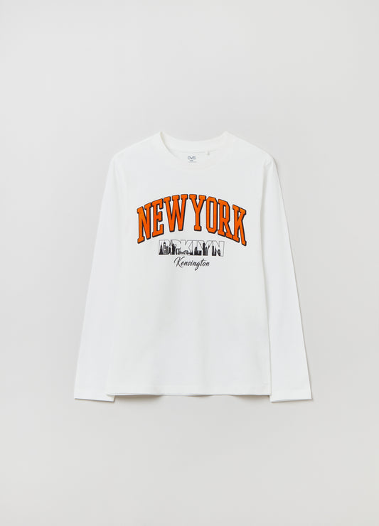 Long-sleeved T-shirt with New York print