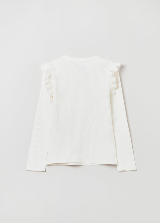 T-shirt with long ribbed sleeves