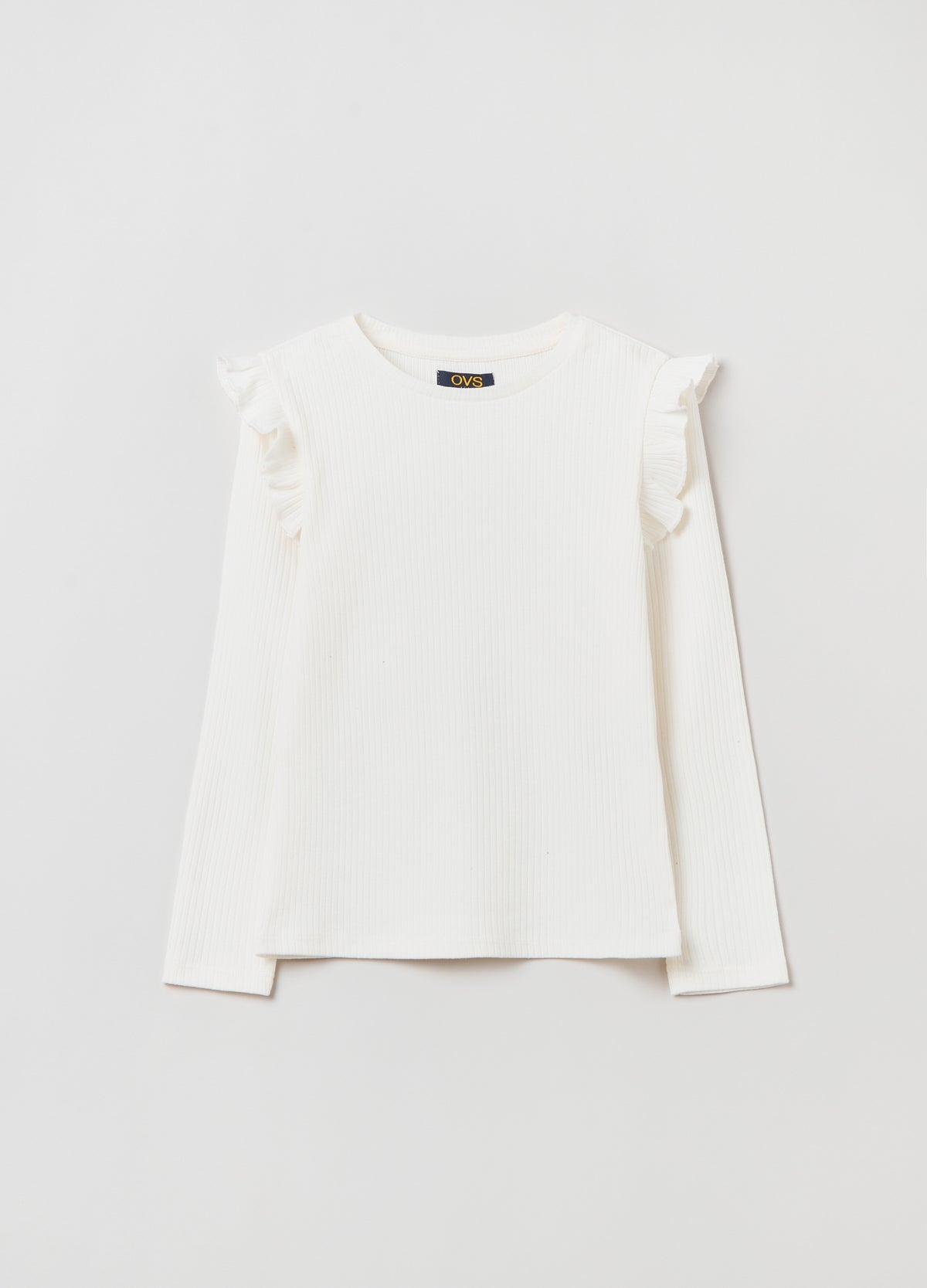 T-shirt with long ribbed sleeves