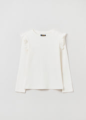 T-shirt with long ribbed sleeves