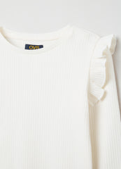 T-shirt with long ribbed sleeves