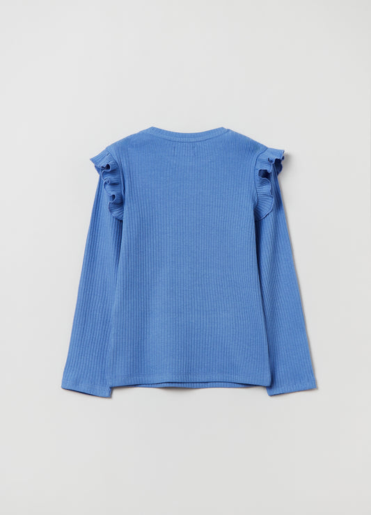 T-shirt with long ribbed sleeves