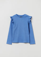 T-shirt with long ribbed sleeves