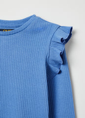 T-shirt with long ribbed sleeves