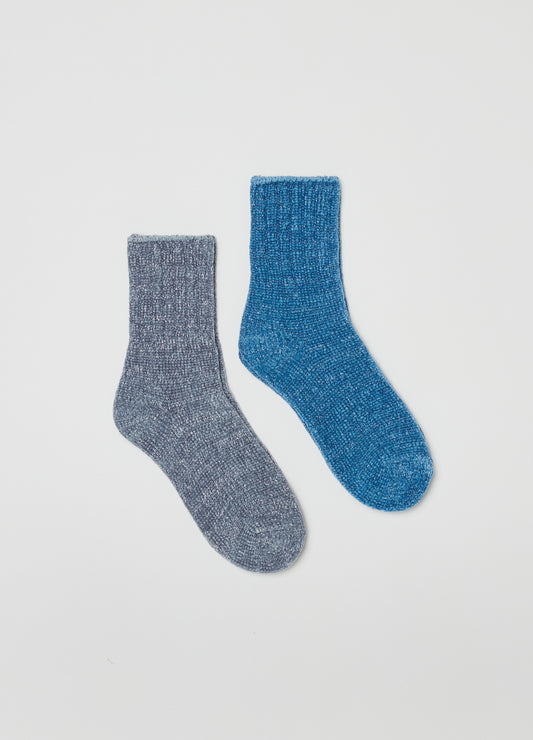 Two-pair pack chenille socks with lurex