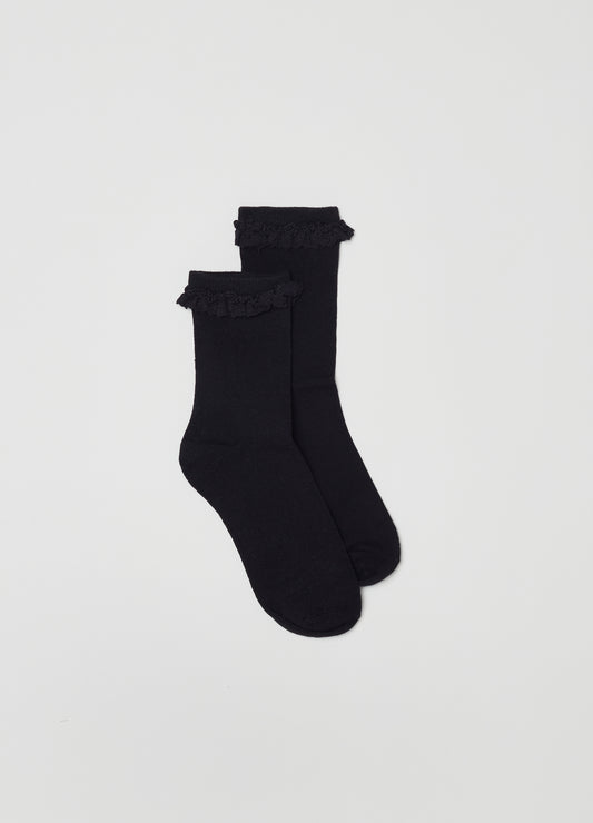 Two-pair pack long socks with flounce