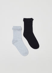 Two-pair pack long socks with flounce