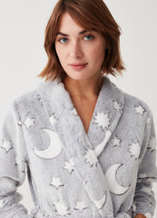 Short robe with stars and moon print