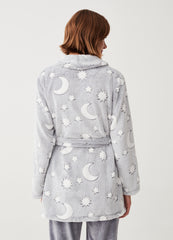 Short robe with stars and moon print