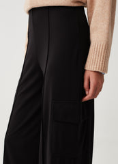 Wide-leg trousers with raised stitching