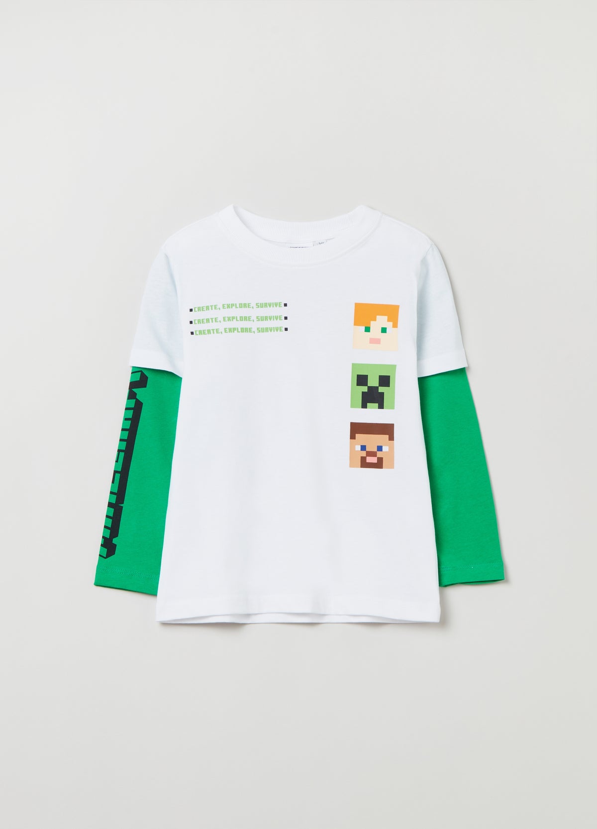 Long-sleeved T-shirt with Minecraft print