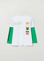 Long-sleeved T-shirt with Minecraft print