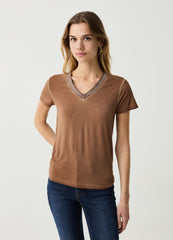 Faded-effect shirt with V neck