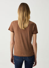 Faded-effect shirt with V neck