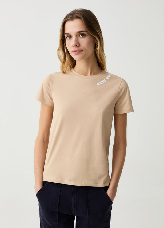 Essential T-shirt with lettering print and round neck