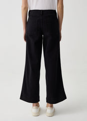 Wide-leg cropped culotte jeans