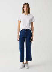 Wide-leg cropped culotte jeans