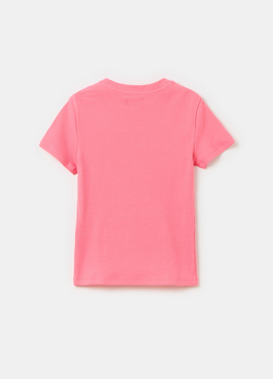 Solid colour ribbed T-shirt