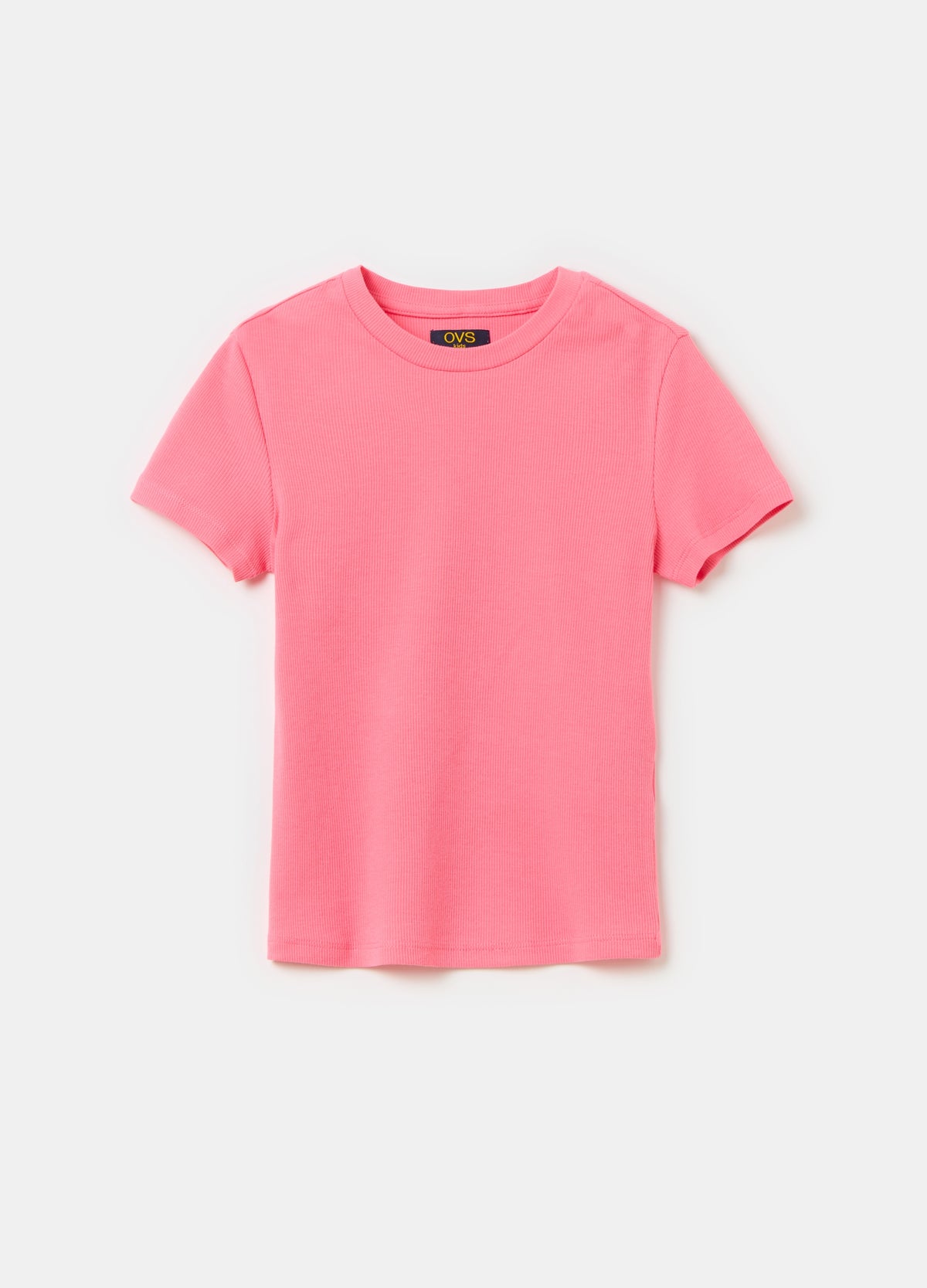 Solid colour ribbed T-shirt