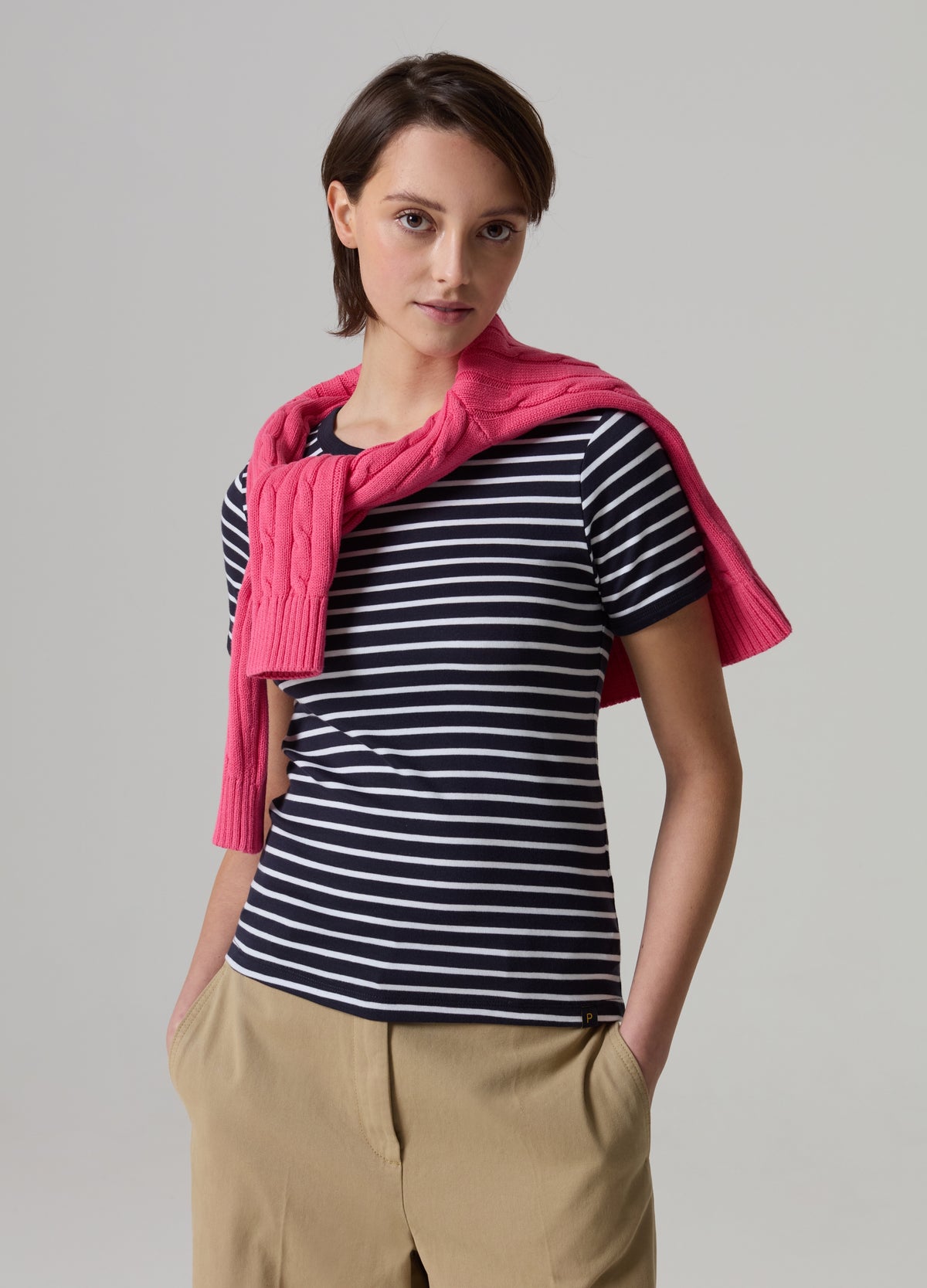 Striped T-shirt in stretch cotton