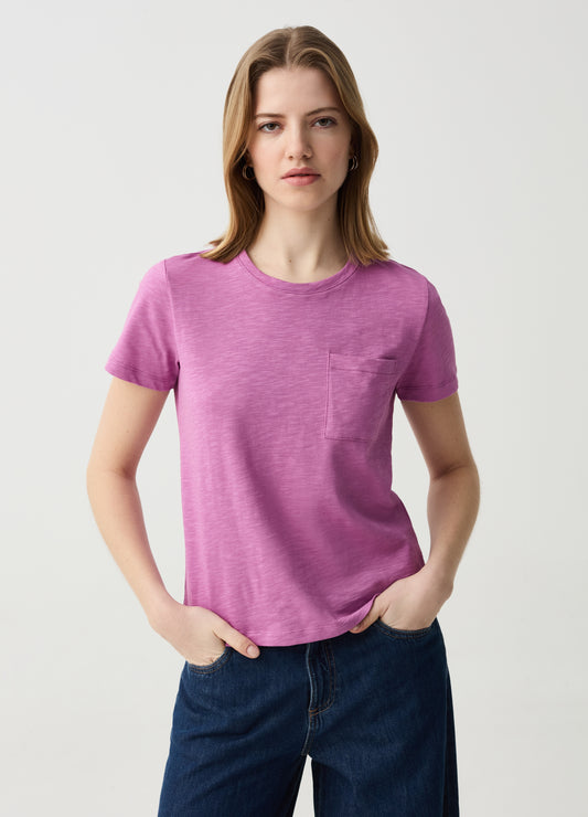 Essential mélange cotton T-shirt with pocket