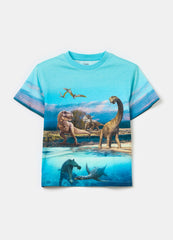 Cotton T-shirt with dinosaurs print