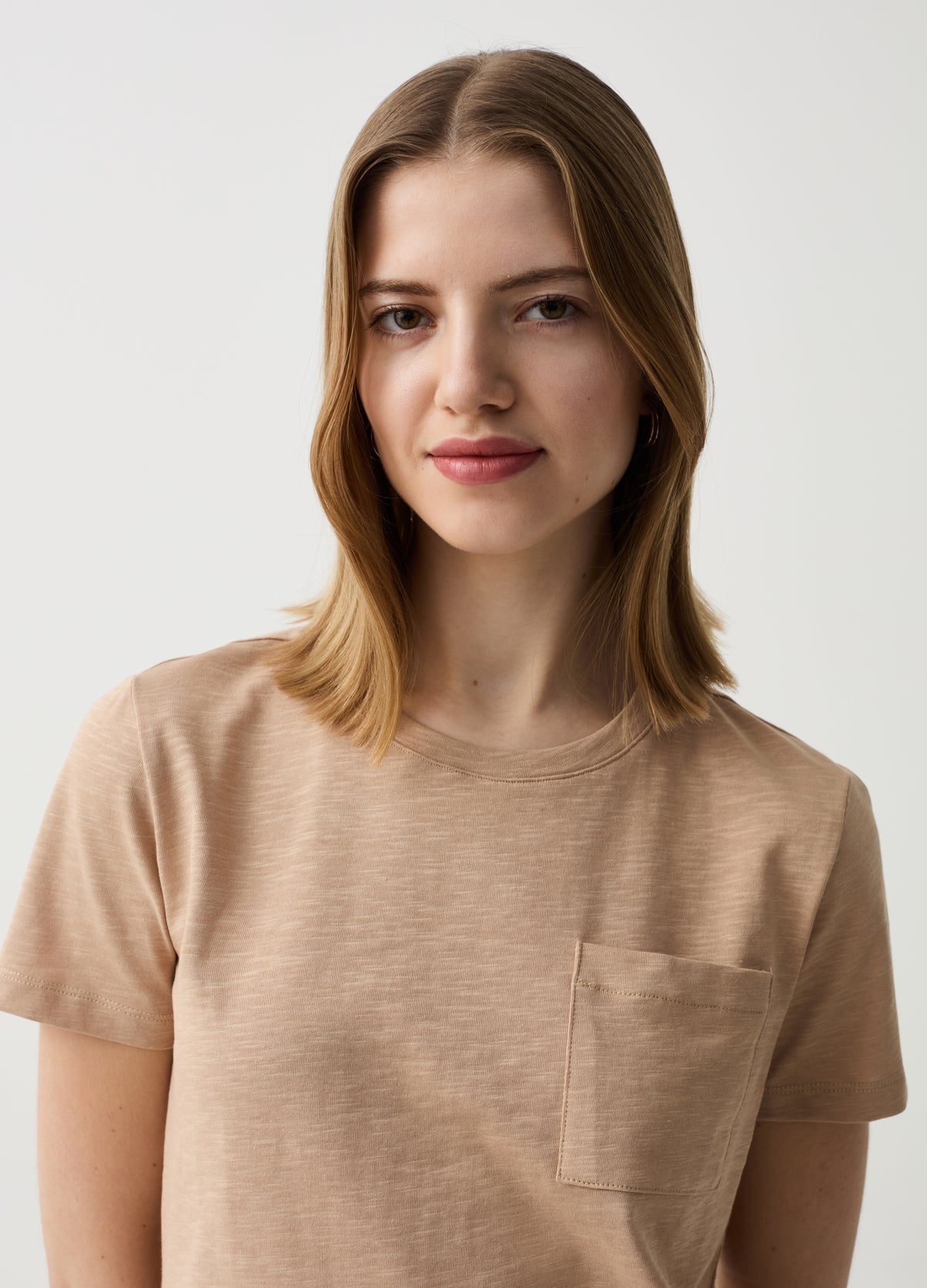 Essential mélange cotton T-shirt with pocket