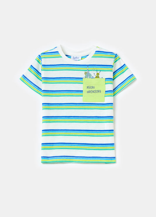 Cotton T-shirt with striped pattern