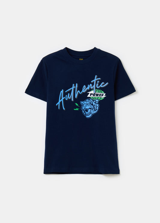 Cotton T-shirt with lettering print