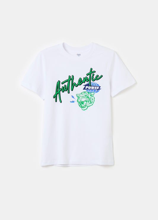 Cotton T-shirt with lettering print