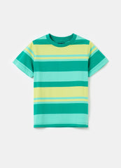 Cotton T-shirt with striped pattern