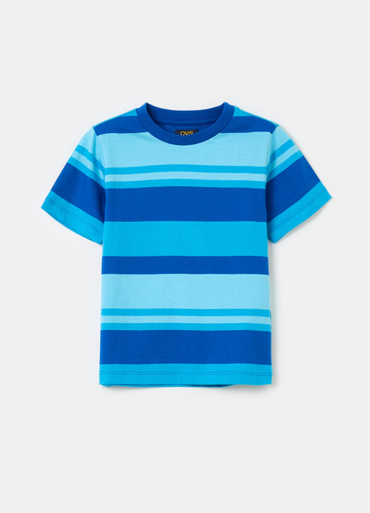 Cotton T-shirt with striped pattern