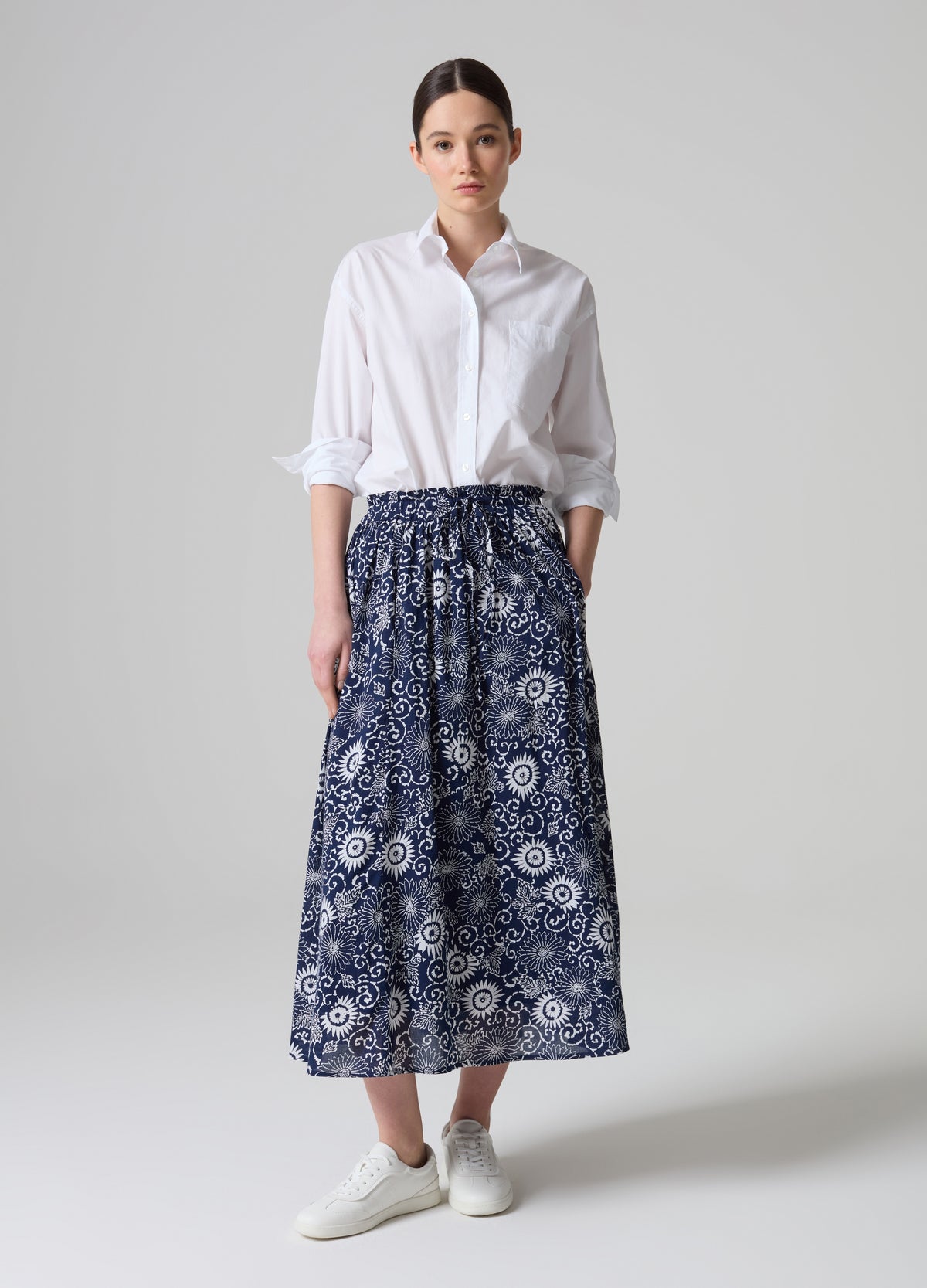 Full midi skirt with floral print