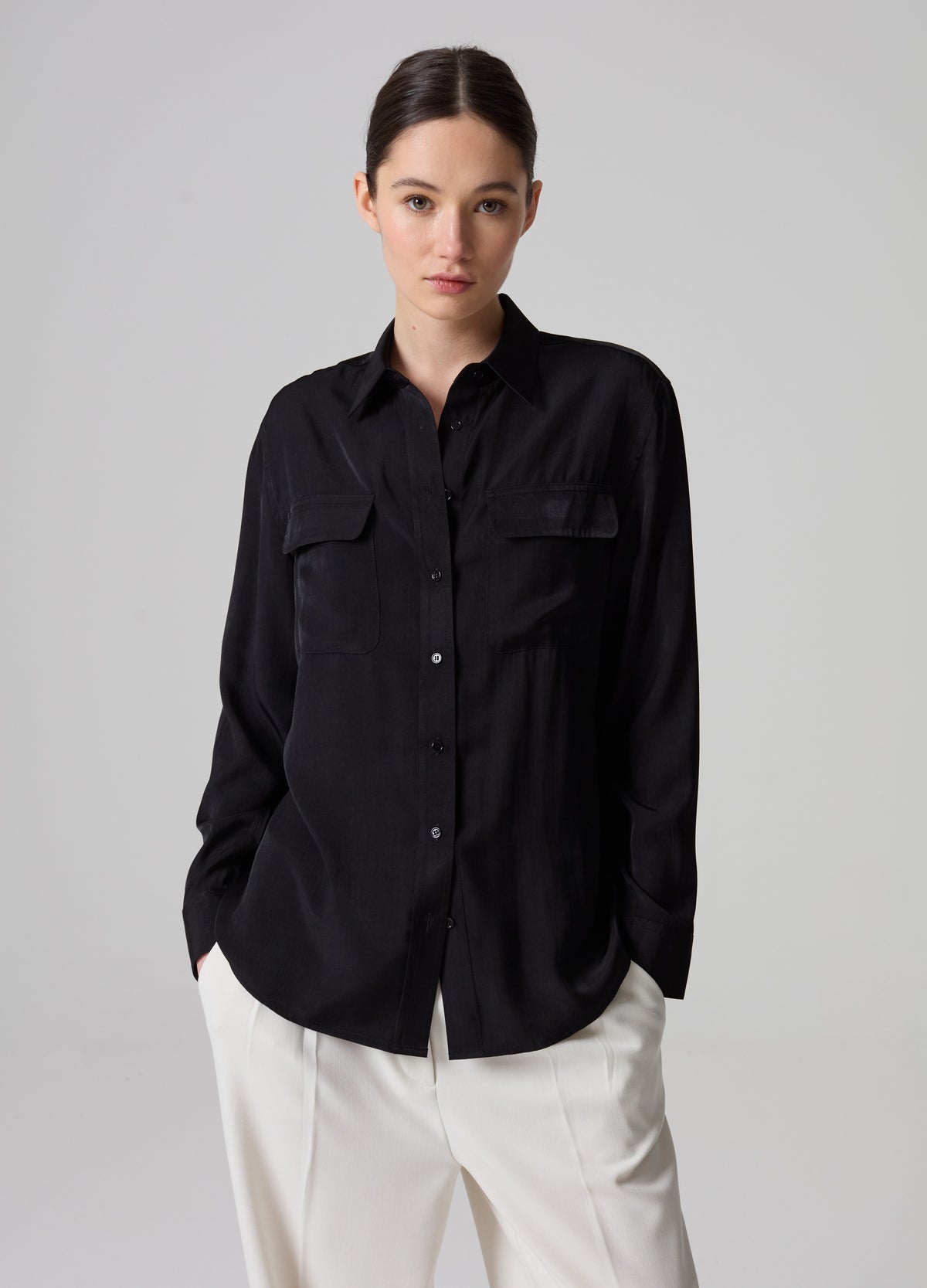 Contemporary relaxed-fit shirt in satin