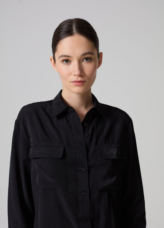 Contemporary relaxed-fit shirt in satin