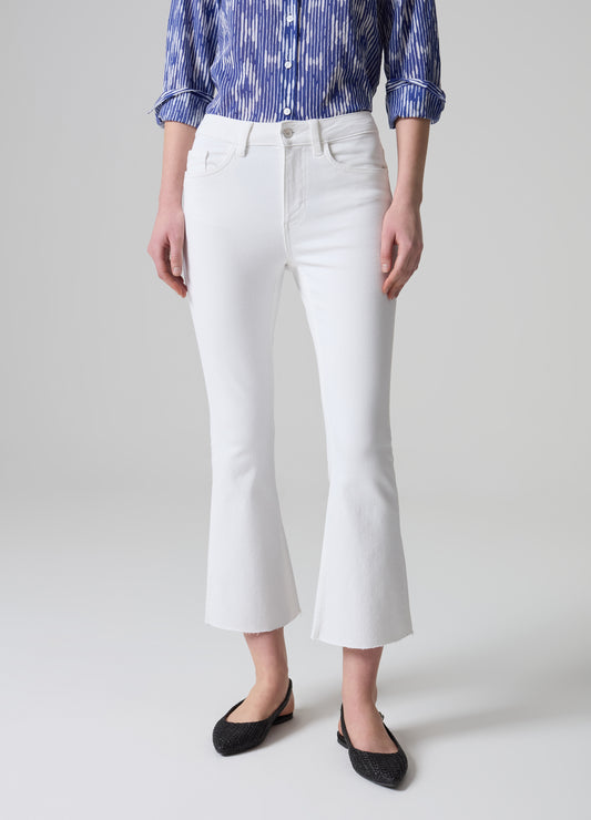 Flare-fit crop jeans with raw edging