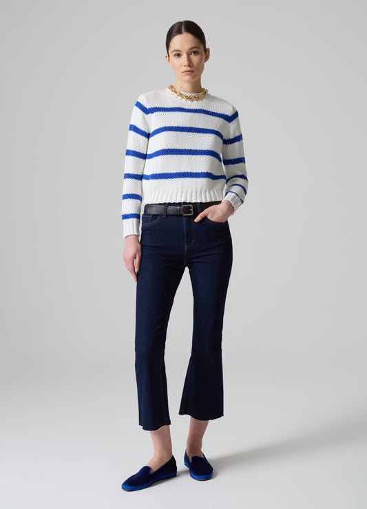 Flare-fit crop jeans with raw edging