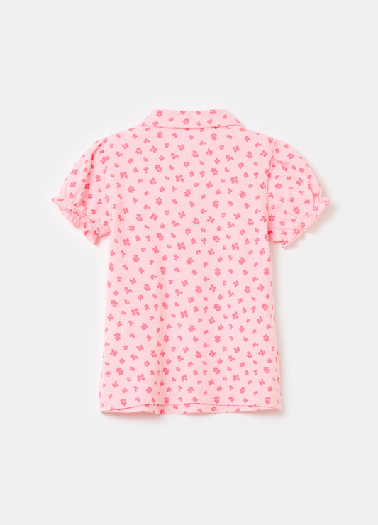 Polo shirt with all-over small flowers print