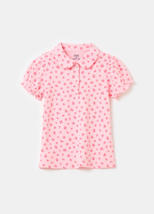 Polo shirt with all-over small flowers print