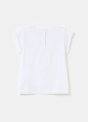 Cotton T-shirt with broderie anglaise insert